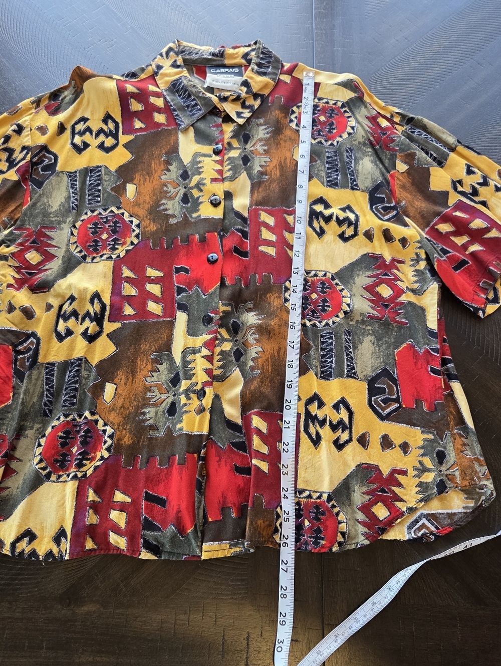 Vintage Cabrais Plus Collection 100% Rayon Abstract Geometric Button Up 22W - Picture 10 of 11